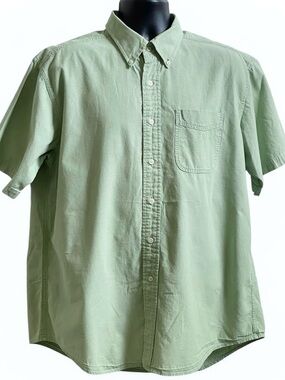 L.L. Bean Short Sleeve Button Down Shirt Men’s XL Green Oxford Cotton